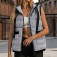 thumbnail image 2 of larppty Womens Puffer Vest Sleeveless Casual Loose Fit Winter Warm Lightweight Stand Collar Down Jacket Coats Outwear (Grey, XXL), 2 of 9