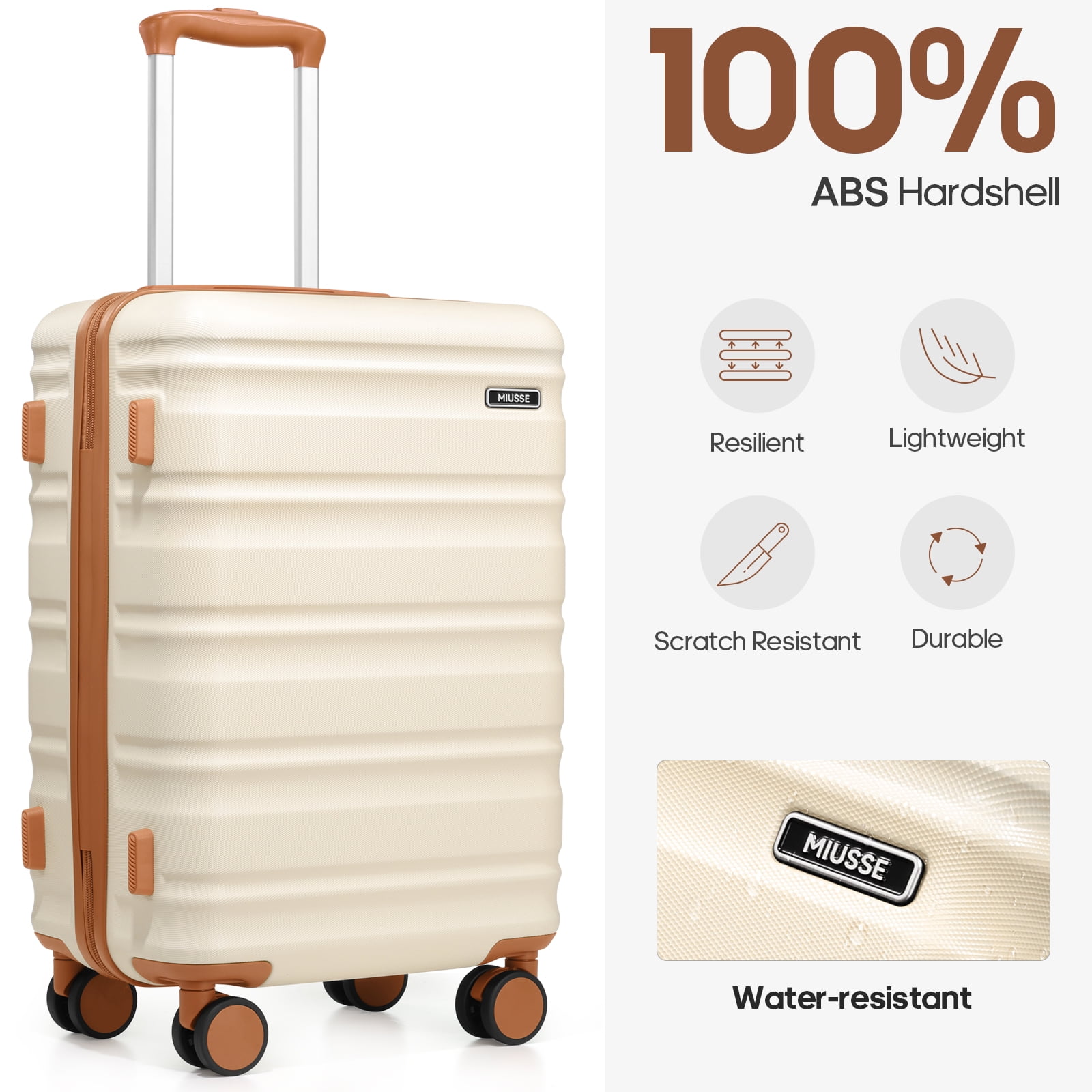 MIUSSE Hard Shell Luggage Sets, 3 Piece Luggage Set, 20/24/28 IN Carry On Luggage with TSA Lock Spinner Wheels, Hard Shell Suitcases Women Men