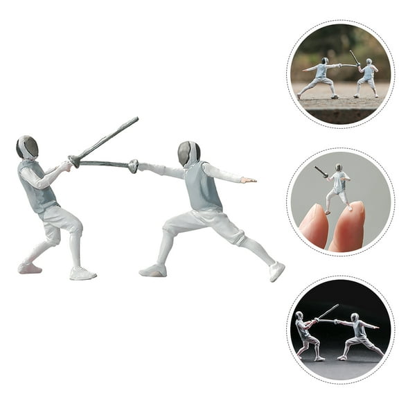TAILTOSS 2Pcs Fencing Figures Resin Realistic Detailing Decor Miniature for Model :64 Scale