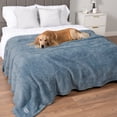 thumbnail image 6 of PetAmi Fluffy Waterproof Dog Blanket for Bed Large Dogs, Soft Warm Pet Sherpa Throw Pee Proof Couch Cover, Reversible Cat Blanket Sofa Crate Kennel Protector, Washable Mat (Dusty Blue, 60x80), 6 of 9