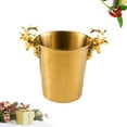thumbnail image 2 of Deer Head Design Icing Champagne Bucket 5L Stainless Steel Wine Beer Holder Hotel Restaurant Storage Container - Size L (Golden), 2 of 8