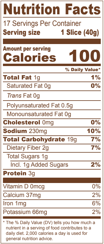 Dunford Bakers Old Fashioned Wheat Bread Loaf, 24 oz, 17 Count