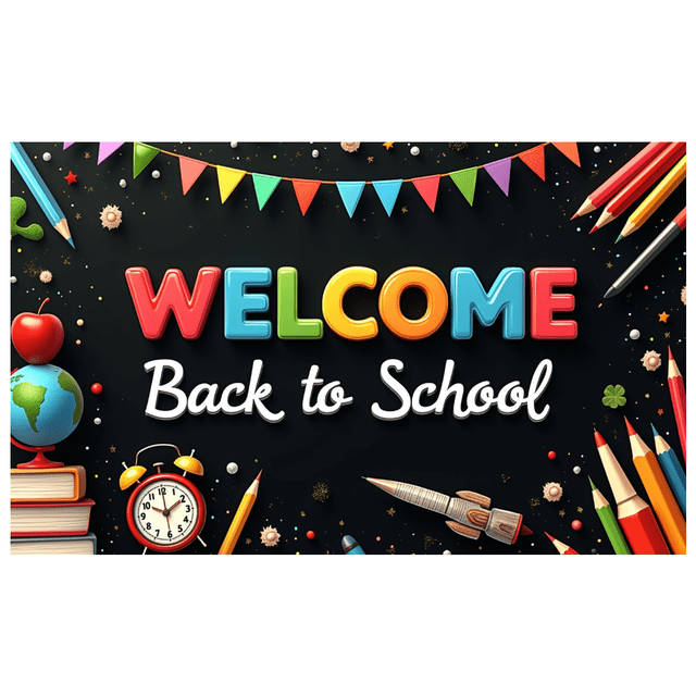 Colorful Design Back to School Banner Educational Theme Classroom Decor Welcome Sign for School Event Teacher's Day