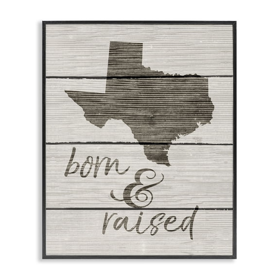 Stupell Industries Farmhouse Born And Raised Texas Black Framed Giclee Art, 16 x 20, by Lil' Rue