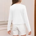 thumbnail image 3 of Lumtrix Girls Crop Tops Long Sleeve T Shirts Kids Crewneck Slim Fit Y2K Dressy Casual Basic Tee For 5-14 Years White 150, 3 of 3