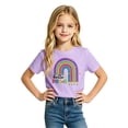 thumbnail image 3 of Kiijoy Toddler Girls Graphic Tees Back-To-School Short Sleeve Crew Neck T-Shirt, Purple, Sizes 4-5, 3 of 3