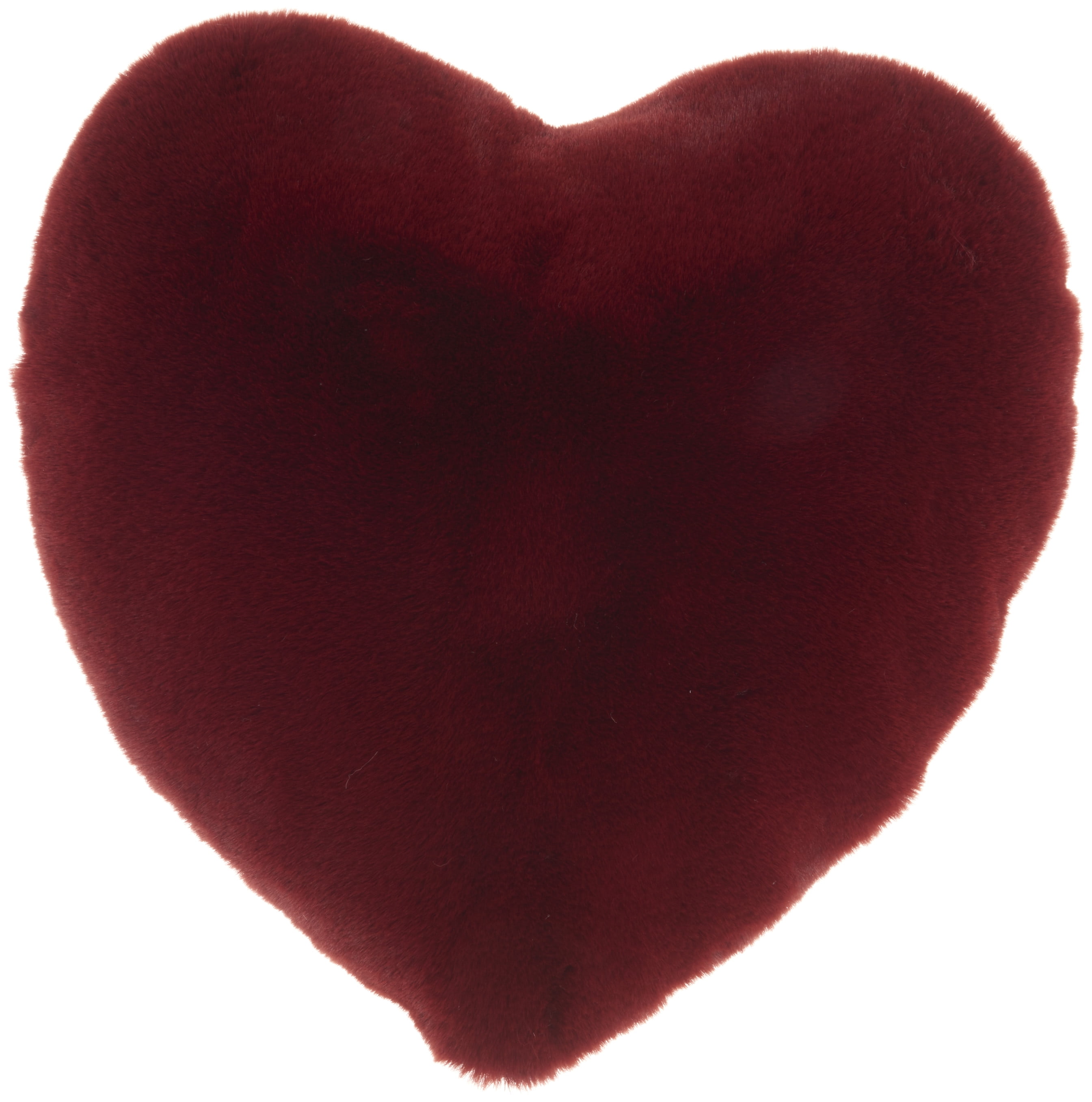 Nourison Faux Fur Fx Rabbit Fur Heart Deep Red Decorative Throw Pillow