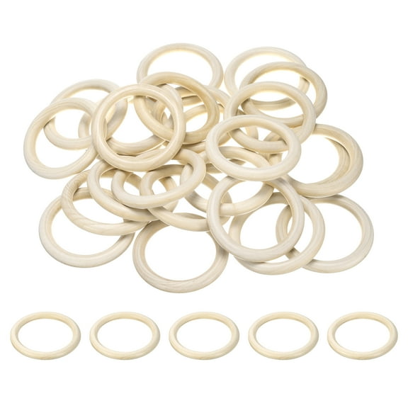25 PCS 90mm /3.5ininch Natural Wooden Ring for Craft, Unfinished Solid Wood Rings Circle Wood Pendant Connectors