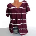 thumbnail image 5 of SDNall Plus Size Loose Fitting Tops for Women Plus Size Short Sleeves V-Neck Print Blouse Pullover Tops (Wine,Sizes:S-5XL), 5 of 9