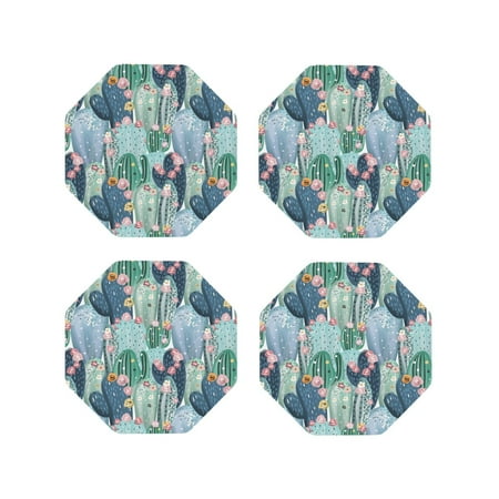 

Leather Coasters with Heat-resistant for Drinks cartoon Cactus blooming -标题2 Octagon