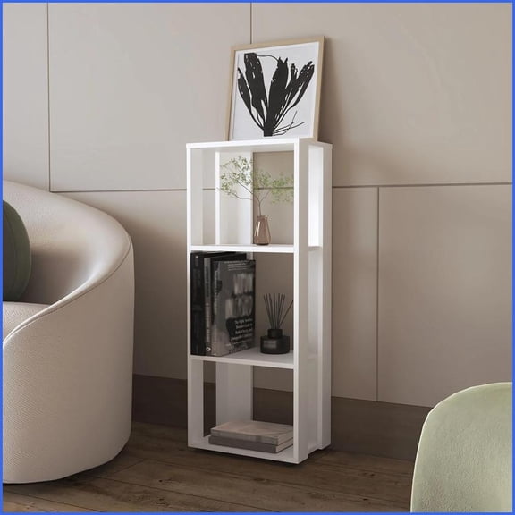Bookcase, Modern White with Open Storage, 39.4"H x15.7"W x9.9"D | Particle Board | White