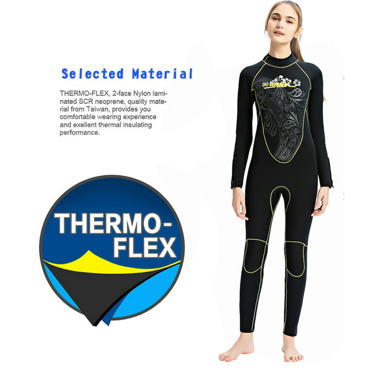 5mm Women Neoprene Wetsuit Surfing Diving Suit Full Body Snorkeling Triathlon, S(EU36 inch)