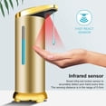 thumbnail image 3 of Dispensador automático de jabón de acero inoxidable, dispensador de desinfectante sin contacto con sensor infrarrojo, interruptor ajustable y base impermeable (dorado) BRI  Rojo Verde, 3 of 5