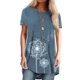 thumbnail image 1 of Qarigey Mujer Impreso Cuello Manga Corta Túnica Camisa Prendas para la parte del cuerpo azul S, 1 of 5