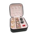 thumbnail image 4 of Mini travel jewelry box with zipper, leather gift display jewelry box for earrings, rings, necklaces jewelry storage, 4 of 5