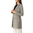 thumbnail image 5 of INSPIRE CHIC Women's Plaid Notched Lapel Long Sleeves Double Breasted Coat XL Gray, 5 of 9