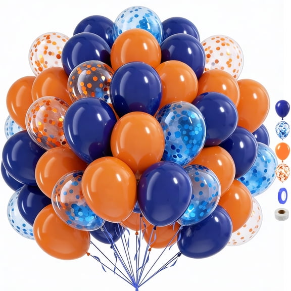 Royal Blue and Orange Balloons, 60pcs 12inch with Orange and Blue Balloons for Graduation Birthday Party Decorations
