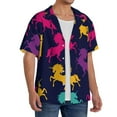 thumbnail image 2 of PAYOHTO Colorful Unicorns Blue Mens Hawaiian Casual Short-sleeved Shirt Tropical Summer Beach Button Down Shirts, 2 of 7