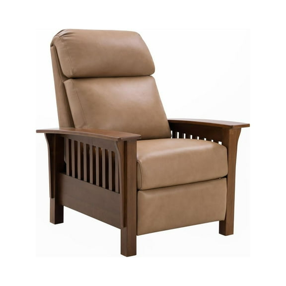 Barcalounger Mission Wood and Leather Push Back Recliner