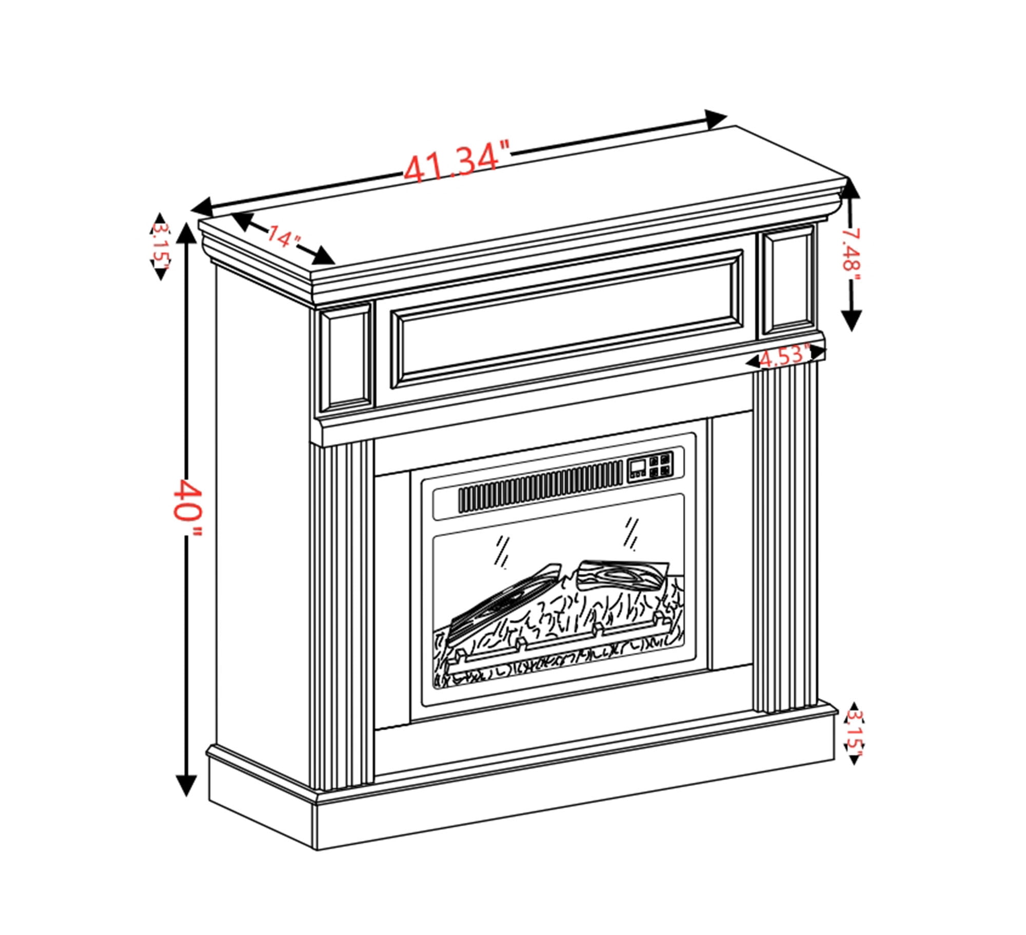Electric Fireplace Mantel in 23" Insert & Adjust Flame Adjustable Temperature & Timer Compact Design - Stylish Heating Solution For Small Spaces