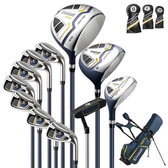 Men's Right Handed Golf Clubs and Bag Set with Driver, Fairway, Hybrid, Irons, and Lightweight Bag