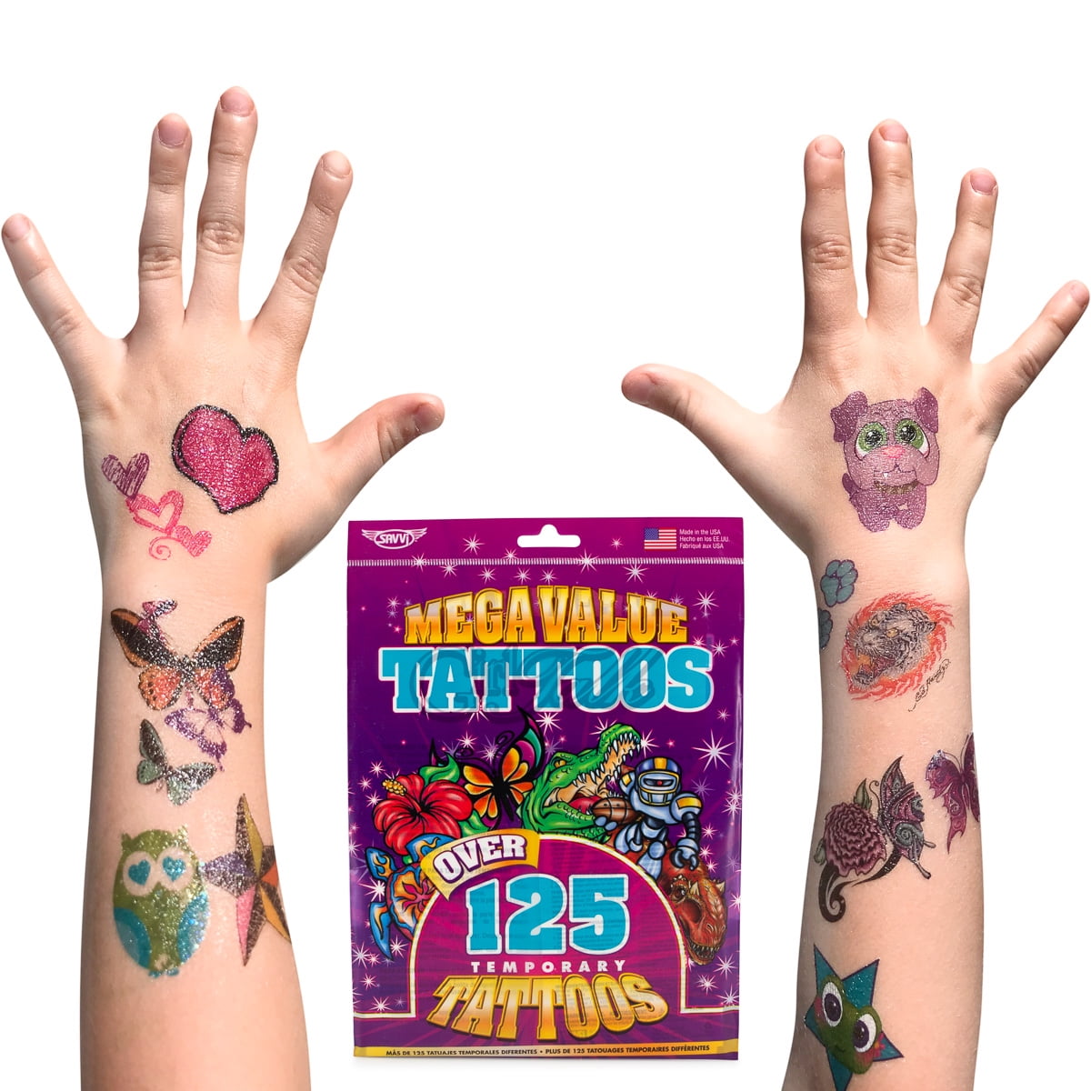 8 tattoos per pack 8 Packs of Kid's Temporary Tattoos Of Slipknot. 