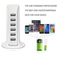 thumbnail image 1 of USB Tower Power Adapter 6-Port Smart Tech Charging Station with Quick Charge 2.1 for Phone  Tablets (White), 1 of 5