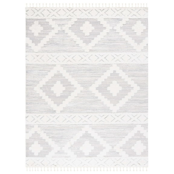 SAFAVIEH Moroccan Tassel Asteria Southwestern Shag Area Rug, Ivory/Beige, 8' x 10'