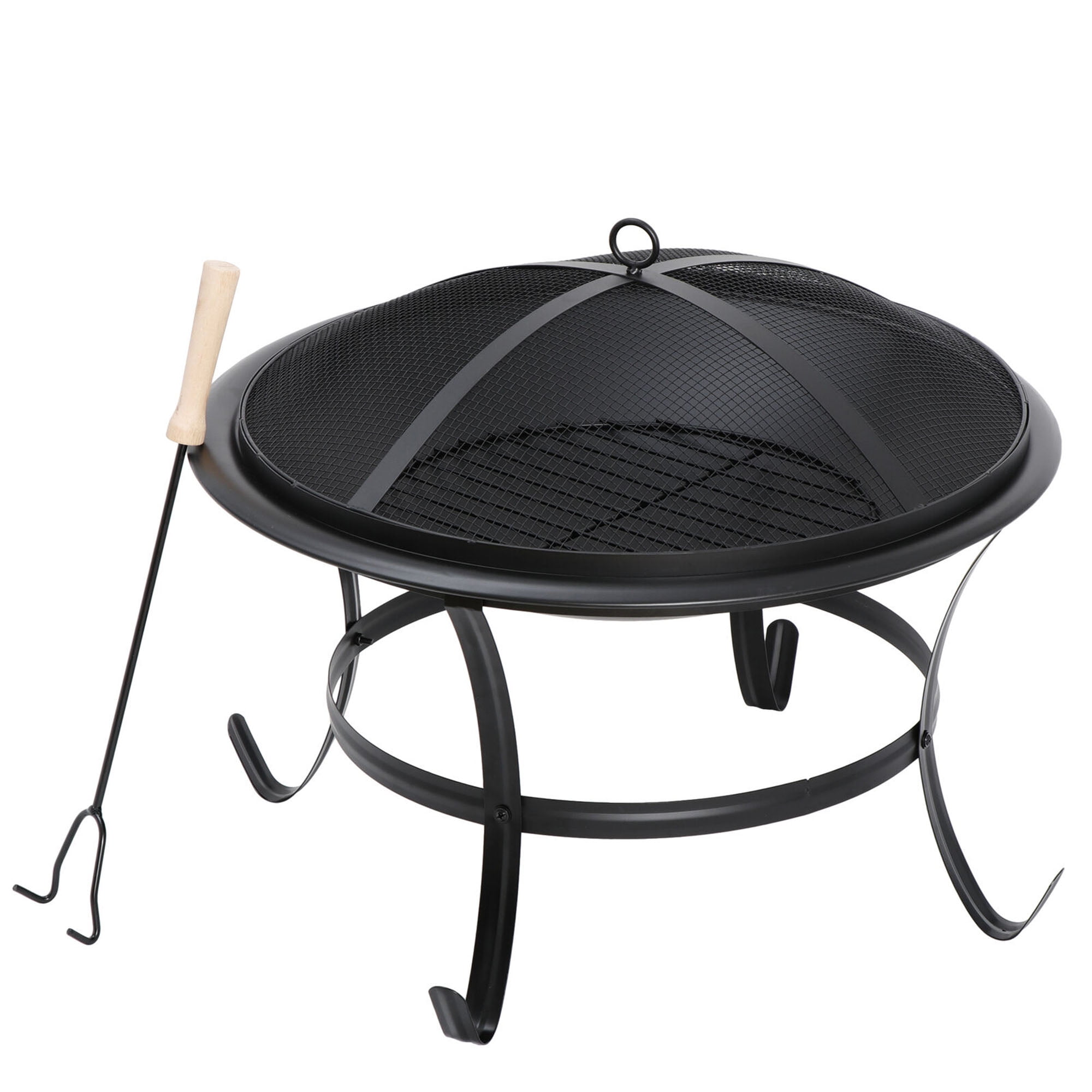 YouLoveIt 22 Inch Portable Folding Round Black Steel Fire Pit Portable