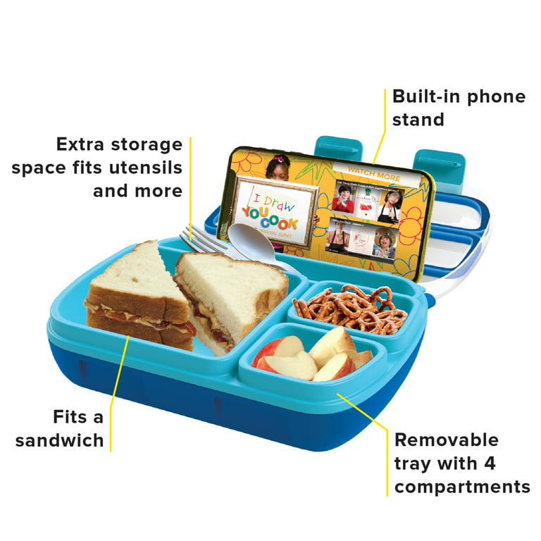 Tasty Bento Box, Lunch Box for Kids and Adults with Removable Tray and  Handle, Blue 