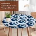 thumbnail image 3 of Blue Football Round Tablecloth 36-44 Inch Round Fitted Table Cloth with Elastic Edge, Vintage Soccer Geometric Watercolor Waterproof Table Cover Protector for Outdoor Picnic Party Dining, 3 of 9