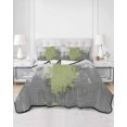 thumbnail image 2 of Quilts Twin Size Bedding Set, Sage Green Cement Gray Lightweight Quilted Comforter, Modern Abstract Art Green Soft Reversible Bedspread Coverlet with Pillow Covers for All Season, 68" x 86", 2 of 7