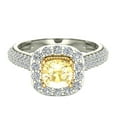thumbnail image 4 of Fancy Yellow Cushion Cut Diamond Engagement Ring 1.40 Carat Weight 18K White Gold, 4 of 5