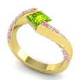 thumbnail image 2 of 1.20 T.C.W Natural Diamond Peridot & Pink Sapphire Gemstone Beautiful Anniversary Ring for Ladies Solid 18K Yellow Gold Size 9 by Diamond-Capitals, 2 of 8