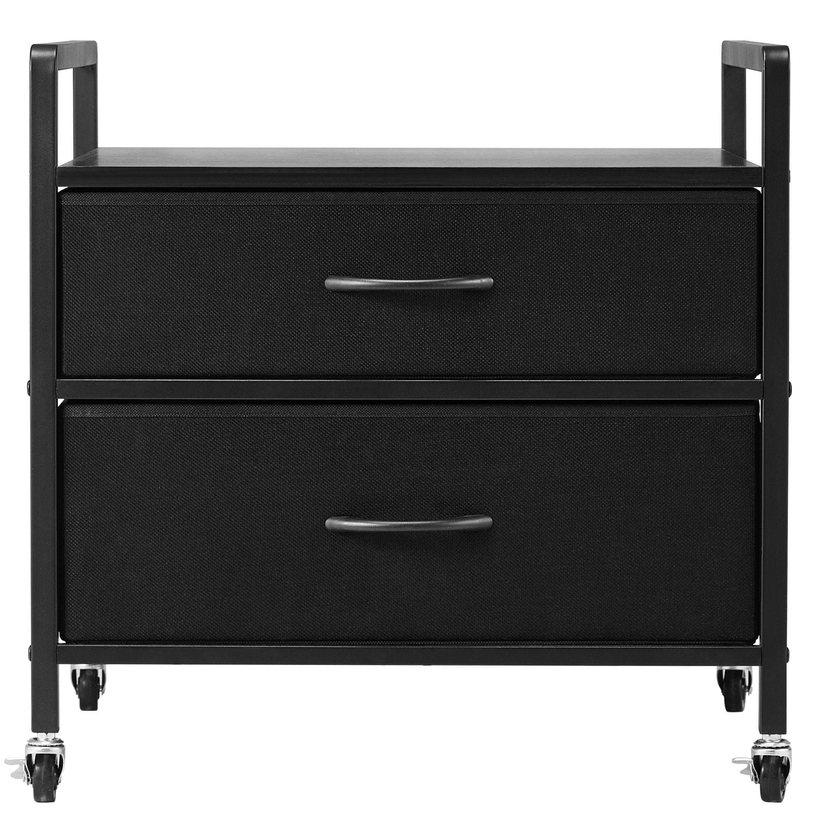 Mini Fridge Stand with Storage, 176 lb-Capacity Mini Fridge Table with 2 Drawers & 4 Swivel Wheels, Mobile Mini Fridge Shelf, Black Mini Fridge Organizer for Dorm, Apartment, Office, Bedroom