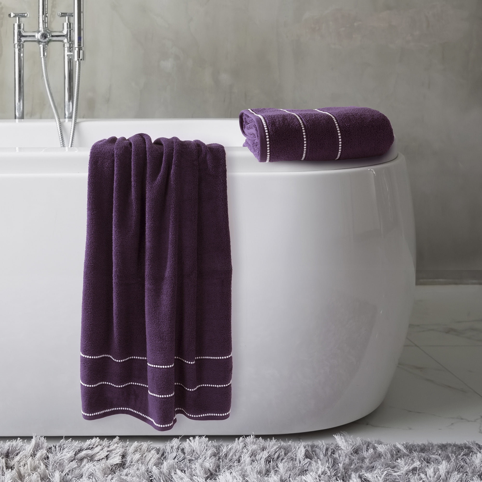 Somerset Home 2-Piece Quick Dry Luxury Cotton Bathroom Towels Set (Eggplant)