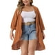 thumbnail image 1 of Cárdigan de mujer plus size Agnes Orinda, con mangas de murciélago 3/4, de poliéster, cárdigan casual 2X naranja, 1 of 6