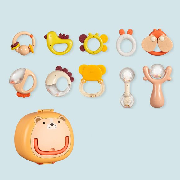 Sonajeros para bebés Mordedor Juguete para bebés Desarrollo de agitador Juguetes educativos en almacenamiento para recién nacidos Niñas 10 piezas Yotijar juguetes de sonajero para niños