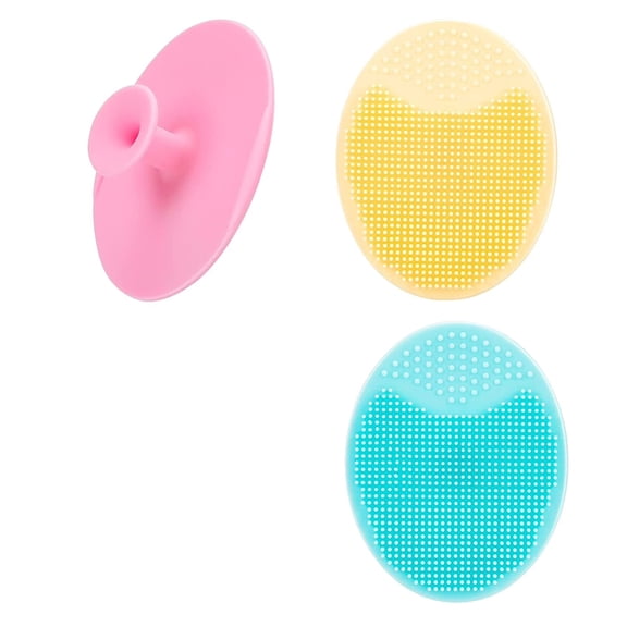 Tutuviw Super Soft Silicone Face Cleanser and Massager Brush Manual Facial Cleansing Brush Handheld Mat Scrubber For Sensitive, Delicate, Dry Skin-3PCS, Random color