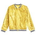 thumbnail image 5 of YONGHS Kids Girls Sparkly Sequins Baseball Coat Long Sleeve Disco Dance Party Bomber Jacket Gold 6, 5 of 7