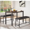 thumbnail image 3 of Bar Table with 2 Dining Benches, Kitchen Table Counter with Chairs, Industrial for Kitchen Breakfast Table, Living Room, Party Room, Brown and Black,43.3″L x 23.6″W x 29.9″H, 3 of 7