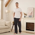 thumbnail image 2 of U2SKIIN Mens Fleece Pajama Pants, Soft Plush Lounge Bottoms with Pockets and Button Fly Warm Cozy Sleep PJ Pants(DARK GREY, S), 2 of 5
