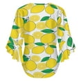 thumbnail image 6 of Lemon Print Women's V-Neck Blouse With 3/4 Ruffled Bell Sleeves Casual Top Ladies Blouses, 6 of 7