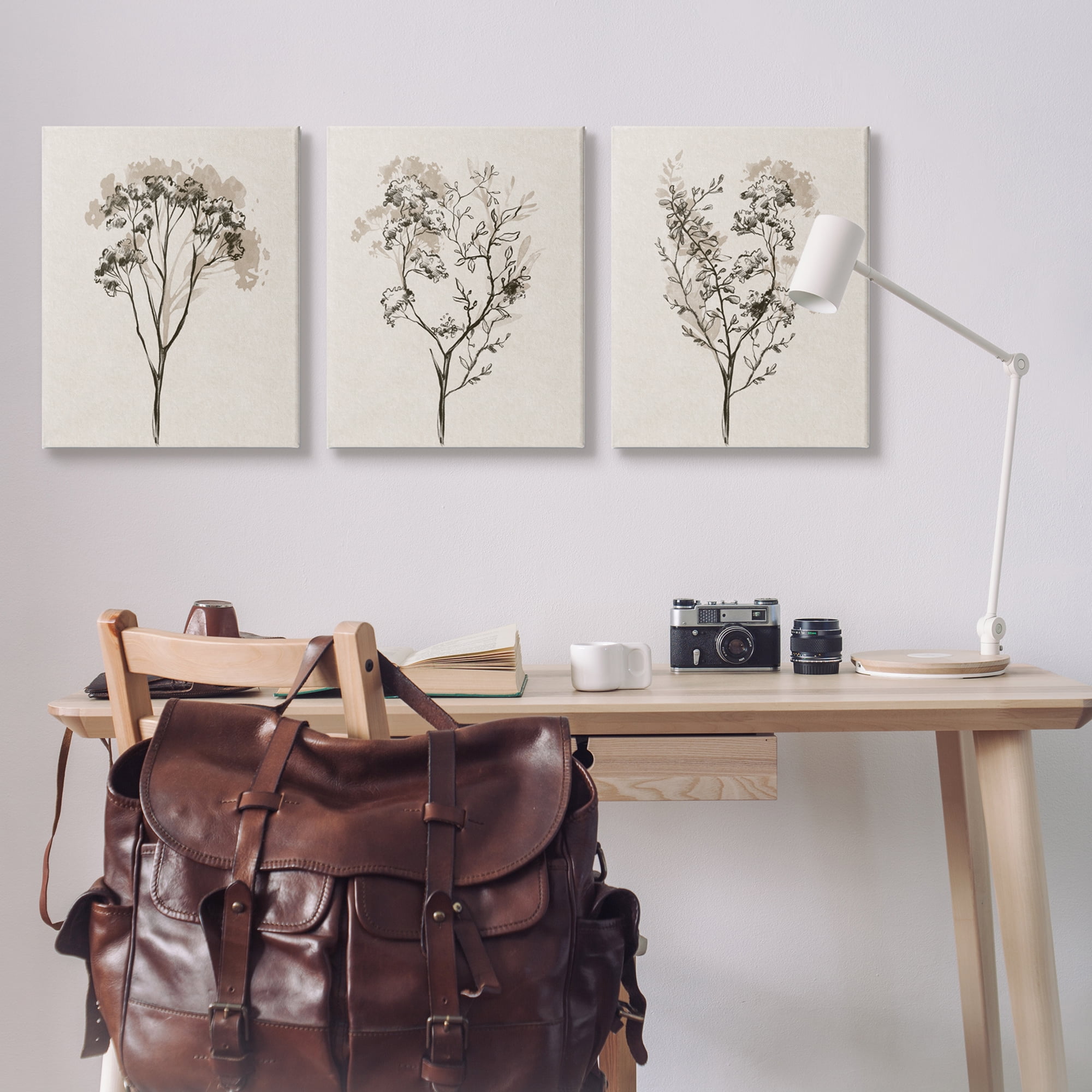 Stupell Industries Beige Cottage Herbs Botanical & Floral Painting Gallery Wrapped Canvas Print Wall Art, 24 x 30, Set of 3