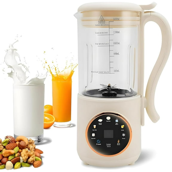 Nut Milk Maker, 10 in 1 Automatic Nut Milk Maker with 16 Blades,Almond Milk Machine,Plant Based Milks Homemade Oat,Chowder,Juice,Soy Milk Machine with Delay Start,Boil Water,Keep Warm&Auto Clean