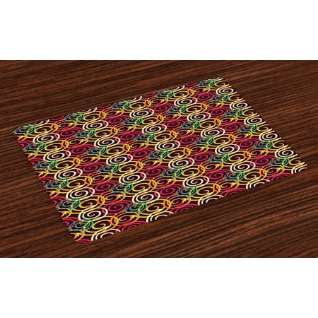 

Abstract Placemats Set of 4 Curved Spiral Various Arrows in Vibrant Tones Retro Kitsch Graffiti Artful Pattern Washable Fabric Place Mats for Dining Room Kitchen Table Decor Multicolor by Ambesonne