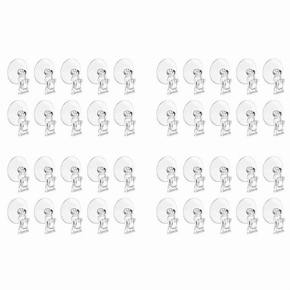 40Pcs Suction Cup Clips Transparent Sucker Clamp Bathroom Window Glass Suction Cup with Clip for Advertising Display