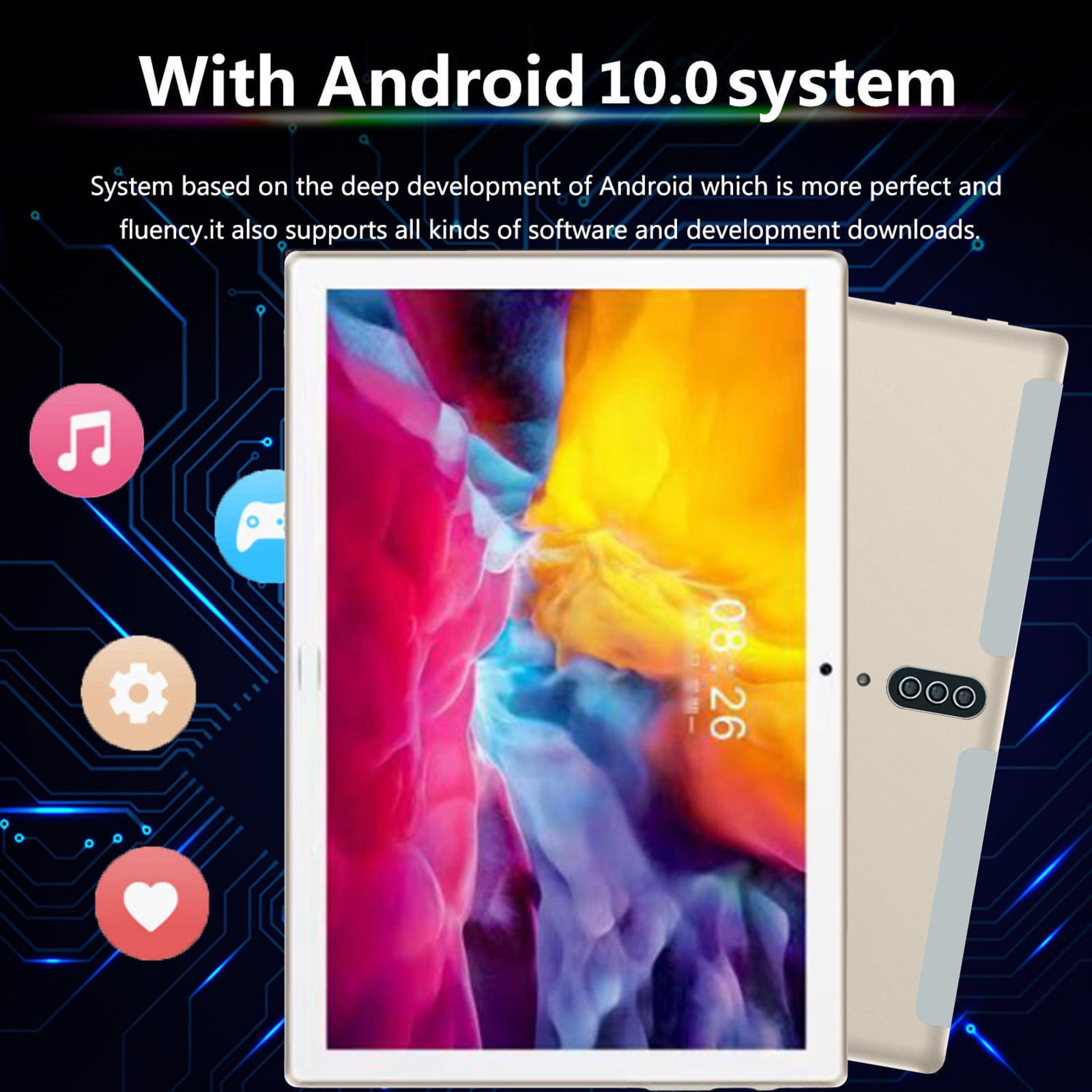 Android Tablets on Sale, Hwkond Upgraded 10.1 Inch 2+16G Tablet PC, 10-core IPS HD Screen WiFi Bluetooth Android 10.0 Voice Call Game Office Video Tablet, Support SIM Card Communication,Gold