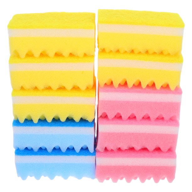 10 esponjas de limpieza multiusos de alta densidad y ondas pequeñas, no rayan, ideales para fregar platos, cocinas, baños y coches (color aleatorio).