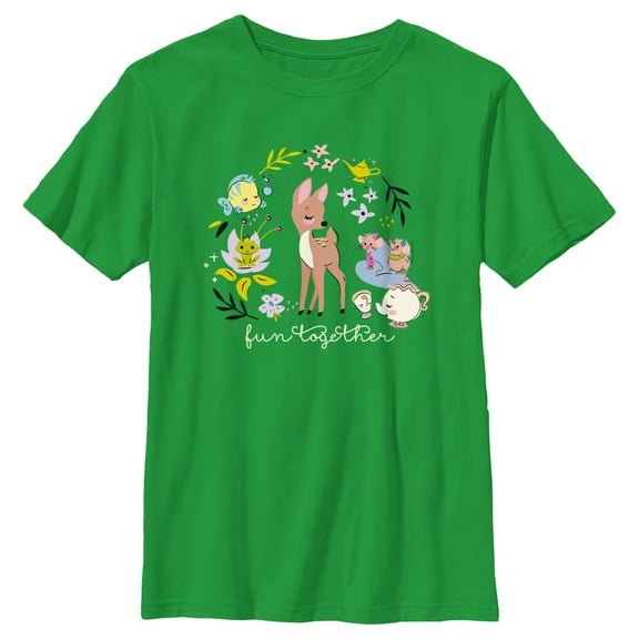 Boy's Disney Fun Together  Graphic Tee Kelly Green Large